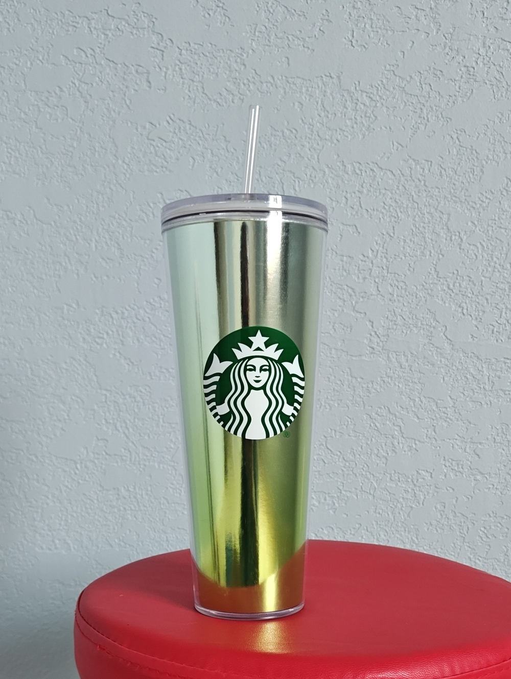 Starbucks Metallic Green Ombre Tumbler with Logo and Straw